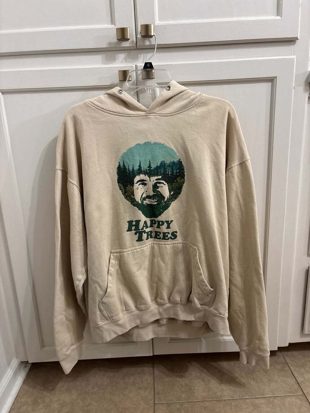 Bob Ross Happy Trees Tan Hooded Graphic Sweatshirt